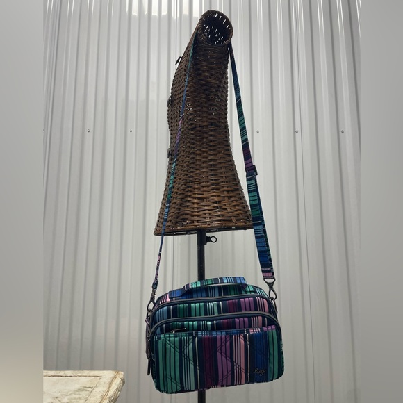 Love Stripe Multi Color Print Lug Medium Top Handle Crossbody Scoop SE - Picture 11 of 16